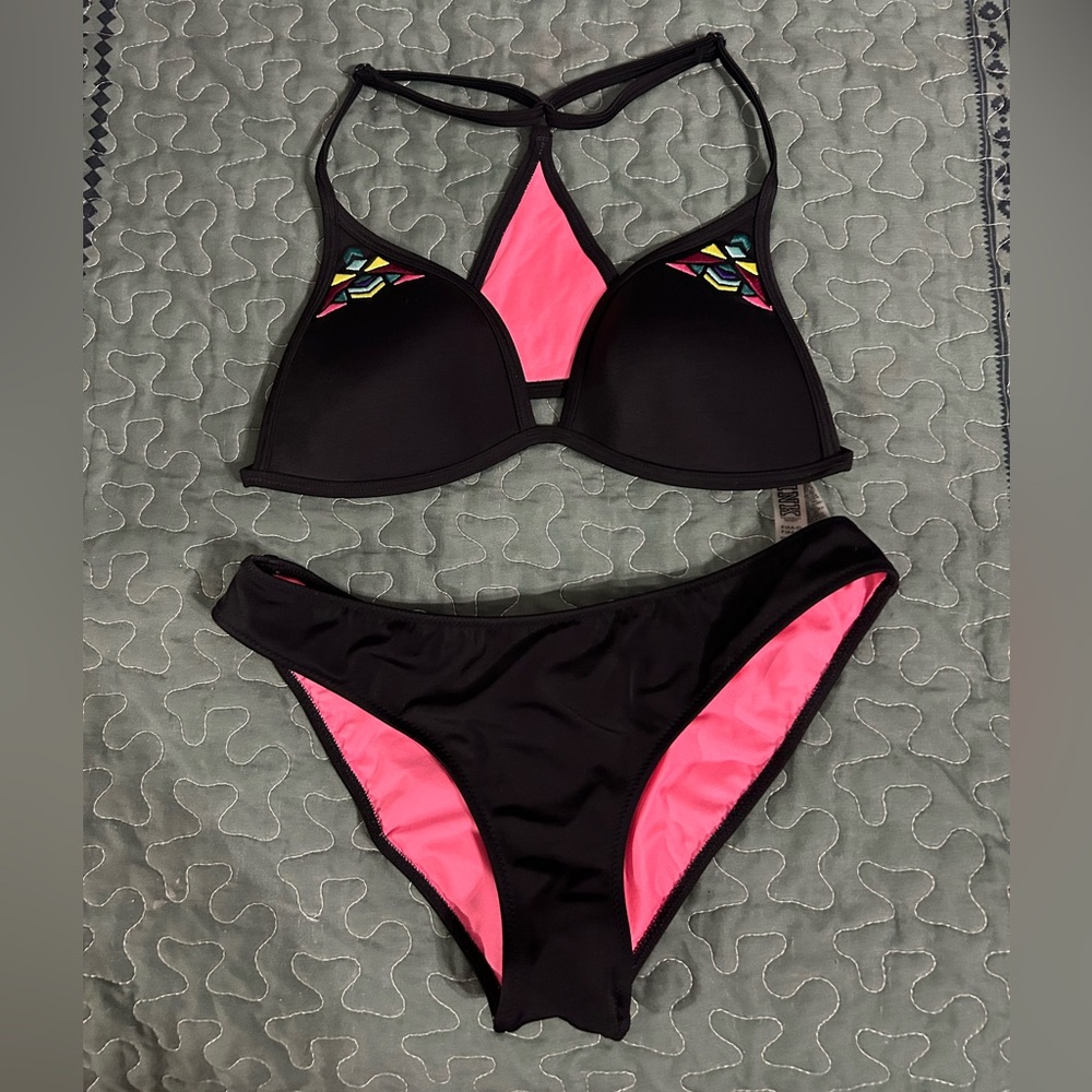 Black Victoria’s Secret PINK Aztec bikini size small